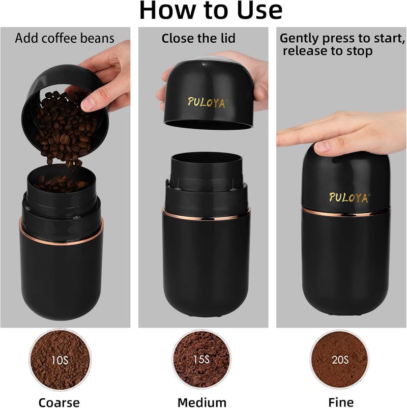 puloya Coffee Grinder Electric for Beans, Spices, Herbs, Grains and Nuts, Stainless Steel Blades, 2.8 oz, Black - Image 5